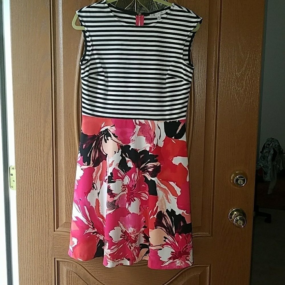 Sandra Darren striped floral dress Sz. 6 NWOT